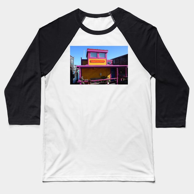 Sausalito Docks - Houseboat "Alien Lifeform Research" Baseball T-Shirt by IgorPozdnyakov